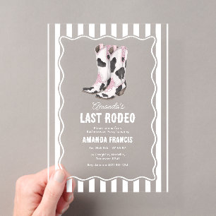 Invitations En Acrylique Dernière Rodeo Disco Cowgirl Occidental Enterremen