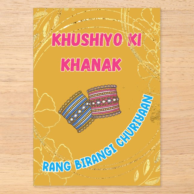 Invitations En Acrylique Desi Indian Pakistani Wedding Mehndi  (Recto)