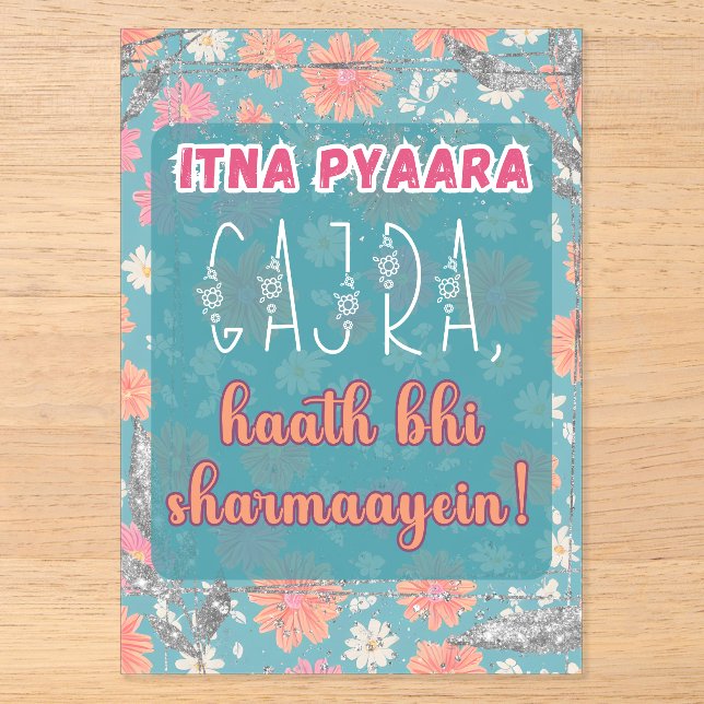 Invitations En Acrylique Desi Indian Pakistani Wedding Mehndi Food Sign (Recto)
