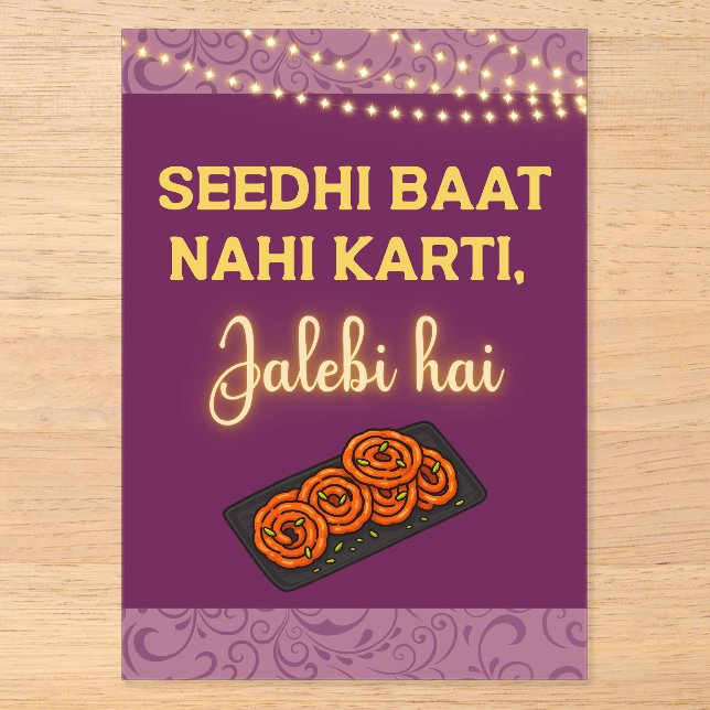 Invitations En Acrylique Desi Indian Pakistani Wedding Mehndi Food Sign (Recto)