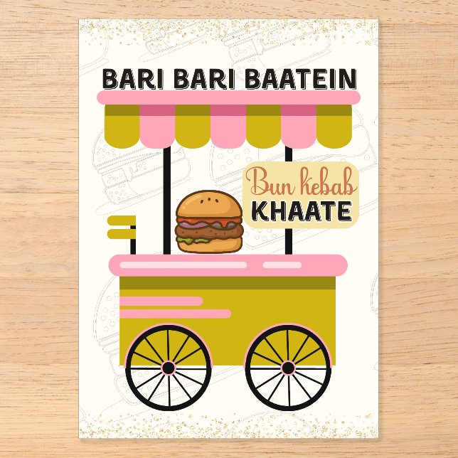 Invitations En Acrylique Desi Indian Pakistani Wedding Mehndi Food Sign (Recto)