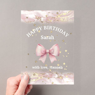 Invitations En Acrylique design arc rose Bonne carte d'anniversaire