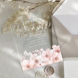 Invitations En Acrylique Designer Blush Floral All Seasons Mariage