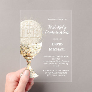 Invitations En Acrylique Dessin eucharistique Première Communion