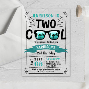 Invitations En Acrylique Deux garçons Cool 2e anniversaire