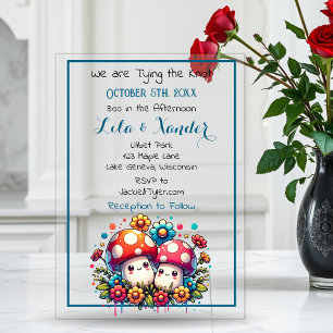 Invitations En Acrylique Deux jolis champignons Mariage fantaisiste