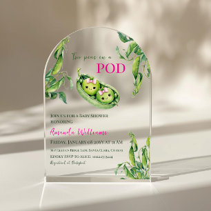 Invitations En Acrylique Deux petits pois dans une cosse Arc pour Baby Show