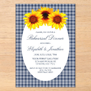 Invitations En Acrylique Dîner de répétition de tournesol