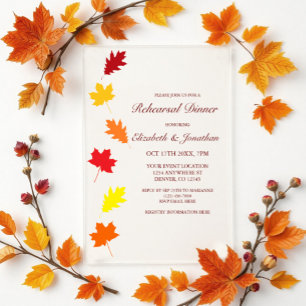 Invitations En Acrylique Dîner de répétition des feuilles d'automne