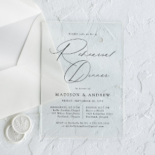 Invitations En Acrylique Dîner de répétition élégant moderne en écriture no