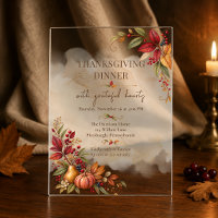 Dîner de Thanksgiving botanique automnal élégant