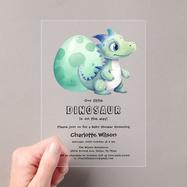 Invitations En Acrylique Dinosaure Bébé mignon avec son Baby shower d'oeufs (In situ (ordinateur de poche))