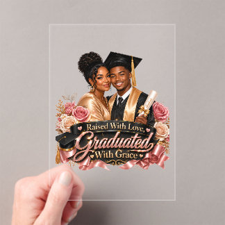 Invitations En Acrylique Diplômé avec grâce Son