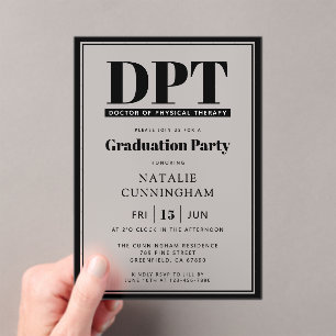 Invitations En Acrylique Diplômé en thérapie physique DPT moderne