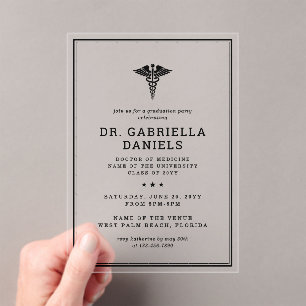 Invitations En Acrylique Diplômé Médecin Moderne École de Médecine
