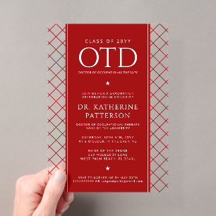Invitations En Acrylique Diplôme OTD de docteur en thérapie occupationnelle