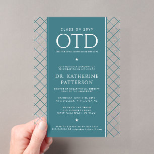 Invitations En Acrylique Diplôme OTD de docteur en thérapie occupationnelle