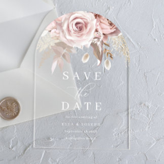Invitations En Acrylique Divine Blush Floral Wedding Save The Date