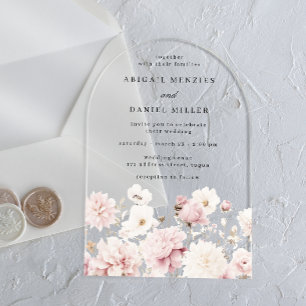Invitations En Acrylique Divine Elegant Blush & White Floral Mariage