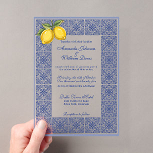 Invitations En Acrylique Dolce Vita - Carreaux italiens et citrons de maria