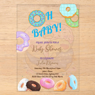 Invitations En Acrylique Donut Baby shower garçon