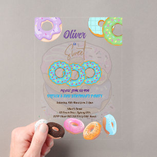 Invitations En Acrylique Donut Sweet 3 anniversaire garçon