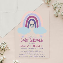 Invitations En Acrylique Douce Baby Shower Arc-en-Ciel