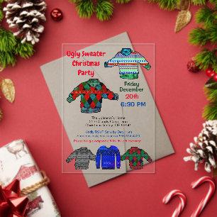 Invitations En Acrylique Doux moche fête de Noël Couleurs filtrées