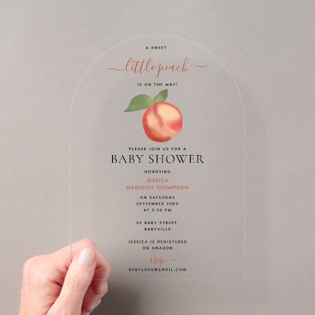 Invitations En Acrylique Doux Petite Pêche Sur Le Chemin Baby shower (In situ (ordinateur de poche))
