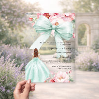 Doux robe verte menthe bow florales Quinceanera