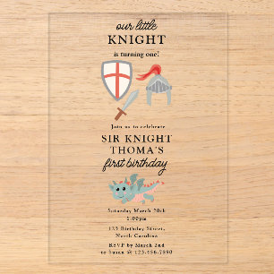 Invitations En Acrylique Dragons Knights Fairytale Château médiéval Anniver