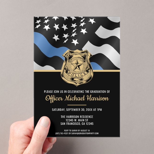 Invitations En Acrylique Drapeau d'application de la loi de l'Académie de p (In situ (ordinateur de poche))