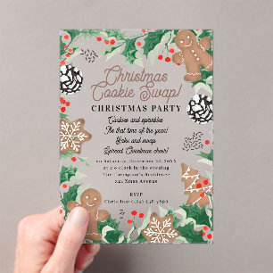 Invitations En Acrylique Échange de biscuits de Noël pour la période des fê