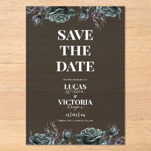 Invitations En Acrylique Économisez la date gothique transparente victorien