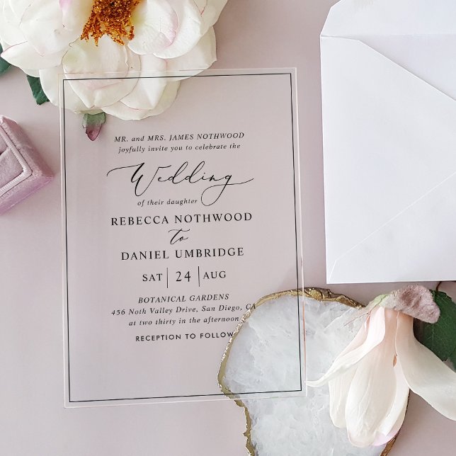 Invitations En Acrylique Écriture de calligraphie élégante Mariage (Créateur téléchargé)