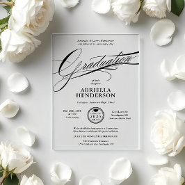 Invitations En Acrylique Écriture de Remise des Diplômes Élégante et Formel