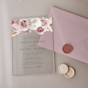 Invitations En Acrylique Élégance de Blush : magnifique Mariage Floral