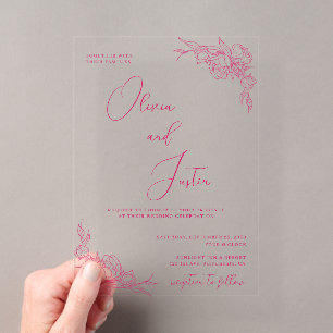 Invitations En Acrylique Élégance de Pivoine Mariage