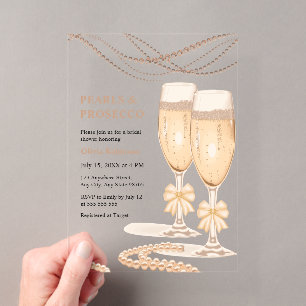 Invitations En Acrylique Élégant Arc en Or Perles et Prosecco Enterrement d