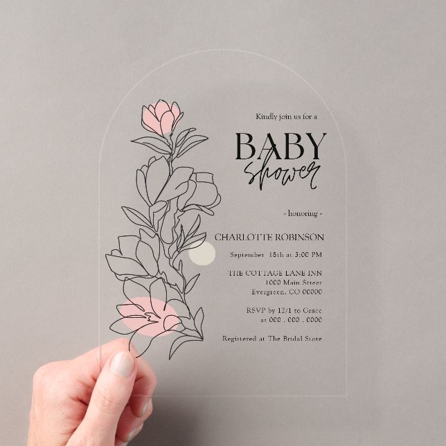 Invitations En Acrylique Elegant Baby shower Fleur sauvage Boho (In situ (ordinateur de poche))