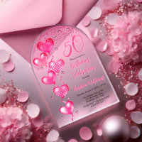 Élégant Ballons de Coeur Rose 50e fête d'anniversa