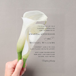 Invitations En Acrylique Elégant blanc Calla Lilies Floral Mariage