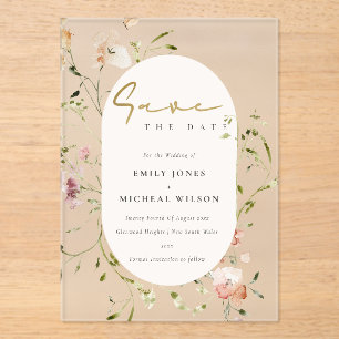 Invitations En Acrylique Elégant bleu doux rouge vert pâté aquarelle