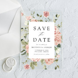 Invitations En Acrylique Elégant Blush Rose Garden Wedding Enregistrer la d