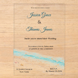 Invitations En Acrylique Élégant Boho Romantique Coquillages de Plage