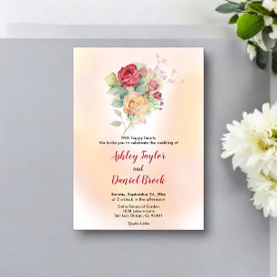 Invitations En Acrylique Élégant bouquet floral aquarelle rose mariage 