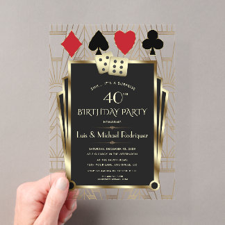 Invitations En Acrylique Elégant Casino Royale Las Vegas Poker Anniversaire