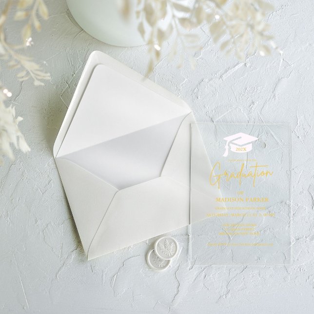 Invitations En Acrylique Élégant & Chic Gold Calligraphy Party (Créateur téléchargé)