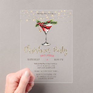 Invitations En Acrylique Élégant Cocktail,Guirlandes Lumineuses Dorées Noël