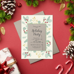 Invitations En Acrylique Élégant Eucalyptus & Baies Fêtes de Noël